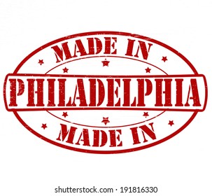 Stamp with text made in Philadelphia inside, vector illustration