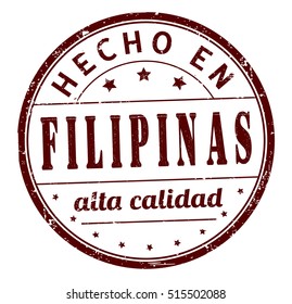 stamp with text "Made in Philippines, high quality" isolated on white background. Vector illustration