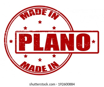 Stamp with text made in Plano inside, vector illustration