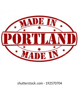 Stamp with text made in Portland inside, vector illustration