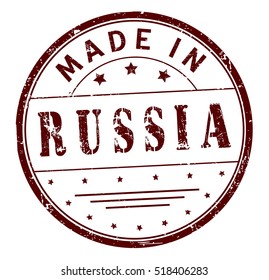 stamp with text "made in Russia" isolated on white background. Vector illustration.