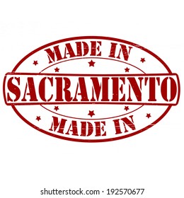 Stamp with text made in Sacramento inside, vector illustration