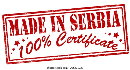Stamp with text made in Serbia inside, vector illustration