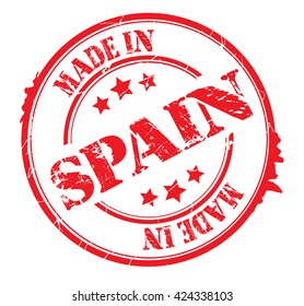 stamp with text "Made in Spain" isolated on white background. Vector illustration