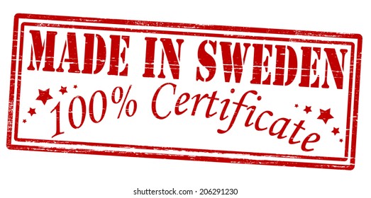 Stamp with text made in Sweden inside, vector illustration
