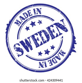 stamp with text "Made in Sweden" isolated on white background. Vector illustration
