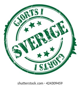 stamp with text "Made in Sweden" isolated on white background. Vector illustration