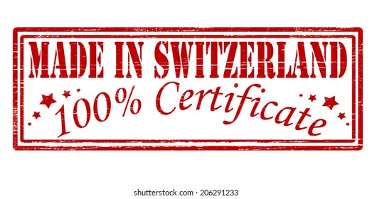 Stamp with text made in Switzerland inside, vector illustration