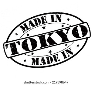 Stamp with text made in Tokyo inside, vector illustration