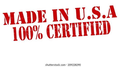 Stamp with text made in USA one hundred percent certified inside, vector illustration