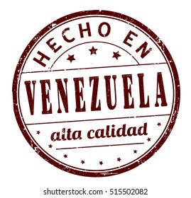 stamp with text "Made in Venezuela, high quality" in Spanish isolated on white background. Vector illustration