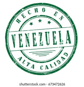 stamp with text "Made in Venezuela, high quality" in Spanish isolated on white background. Vector illustration