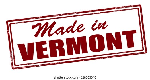Stamp with text Made in Vermont inside, vector illustration