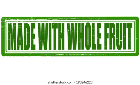 Stamp with text made with whole fruit inside, vector illustration