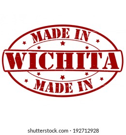 Stamp with text made in Wichita inside, vector illustration