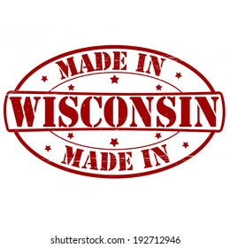 Stamp with text made in Wisconsin inside, vector illustration