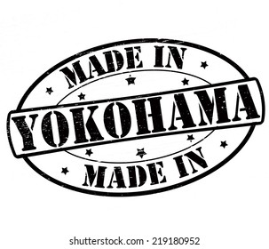 Stamp with text made in Yokohama inside, vector illustration
