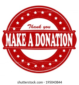 Stamp with text make a donation inside, vector illustration