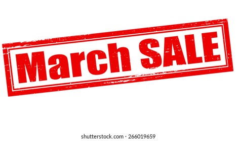Stamp with text March sale inside, vector illustration