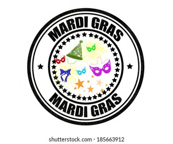 Stamp with text Mardi Gras inside,vector illustration