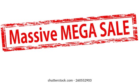 Stamp with text massive mega sale inside, vector illustration