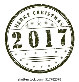 stamp with text "Merry Christmas 2017" isolated on white background.Vector illustration