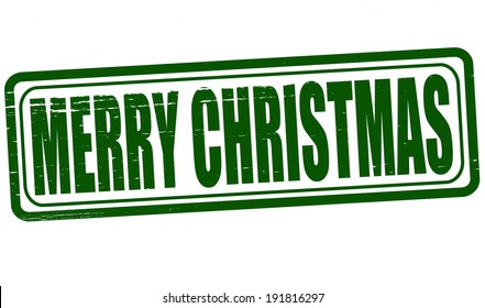 Stamp with text Merry Christmas inside, vector illustration