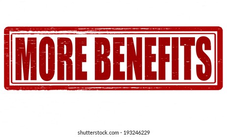 Stamp with text more benefits inside, vector illustration