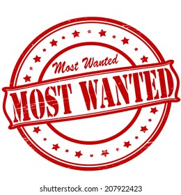 Stamp with text Most wanted inside, vector illustration