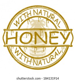 Stamp with text natural honey inside, vector illustration