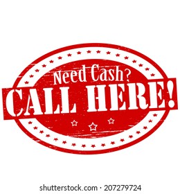 Stamp with text need cash call here inside, vector illustration