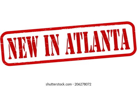 Stamp with text new in Atalanta inside, vector illustration