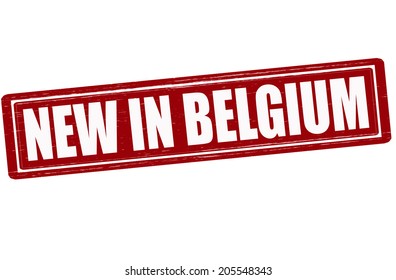 Stamp with text new in Belgium inside, vector illustration