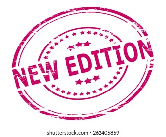 Stamp with text new edition inside, vector illustration