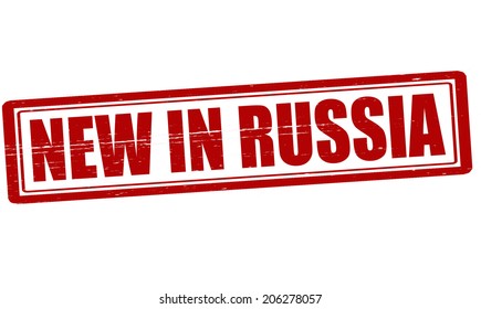 Stamp with text new in Russia inside, vector illustration