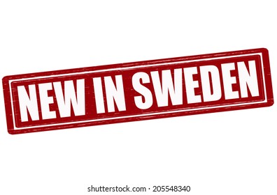 Stamp with text new in Sweden inside, vector illustration