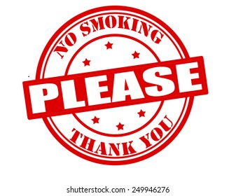 Stamp with text no smoking please inside, vector illustration