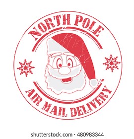 stamp with text "north pole air mail delivery" isolated on white background.