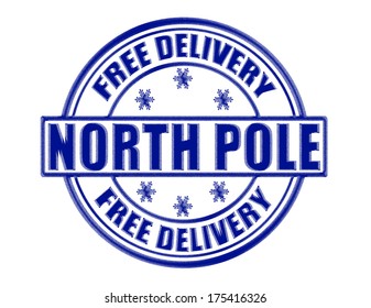 Stamp with text north pole inside, vector illustration