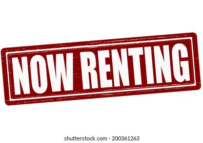 Stamp with text now renting inside, vector illustration
