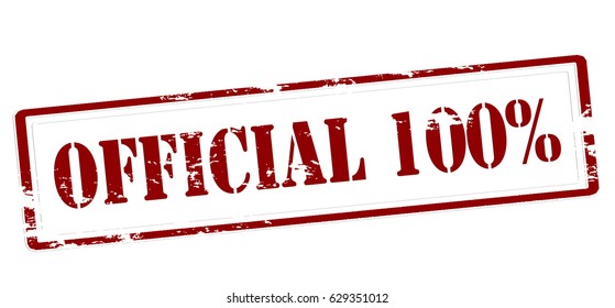 Stamp with text official one hundred percent inside, vector illustration