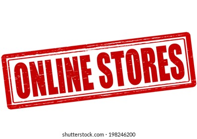 Stamp with text on line stores inside, vector illustration