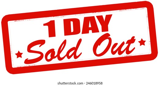 Stamp with text one day sold out inside, vector illustration