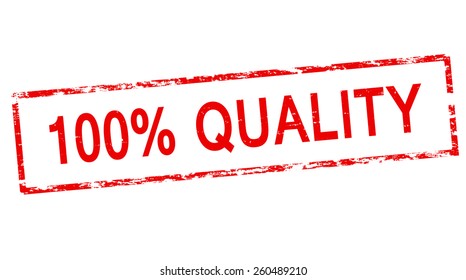 Stamp with text one hundred percent quality inside, vector illustration