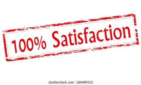 Stamp with text one hundred percent satisfaction inside, vector illustration