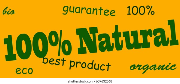 Stamp with text one hundred percent natural inside, vector illustration