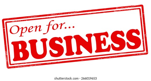 Stamp with text open for business inside, vector illustration