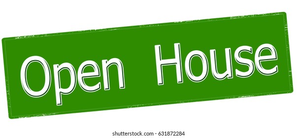 Stamp with text open house inside, vector illustration