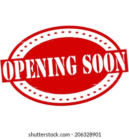 Stamp with text opening soon inside, vector illustration