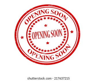 Stamp with text opening soon inside, vector illustration